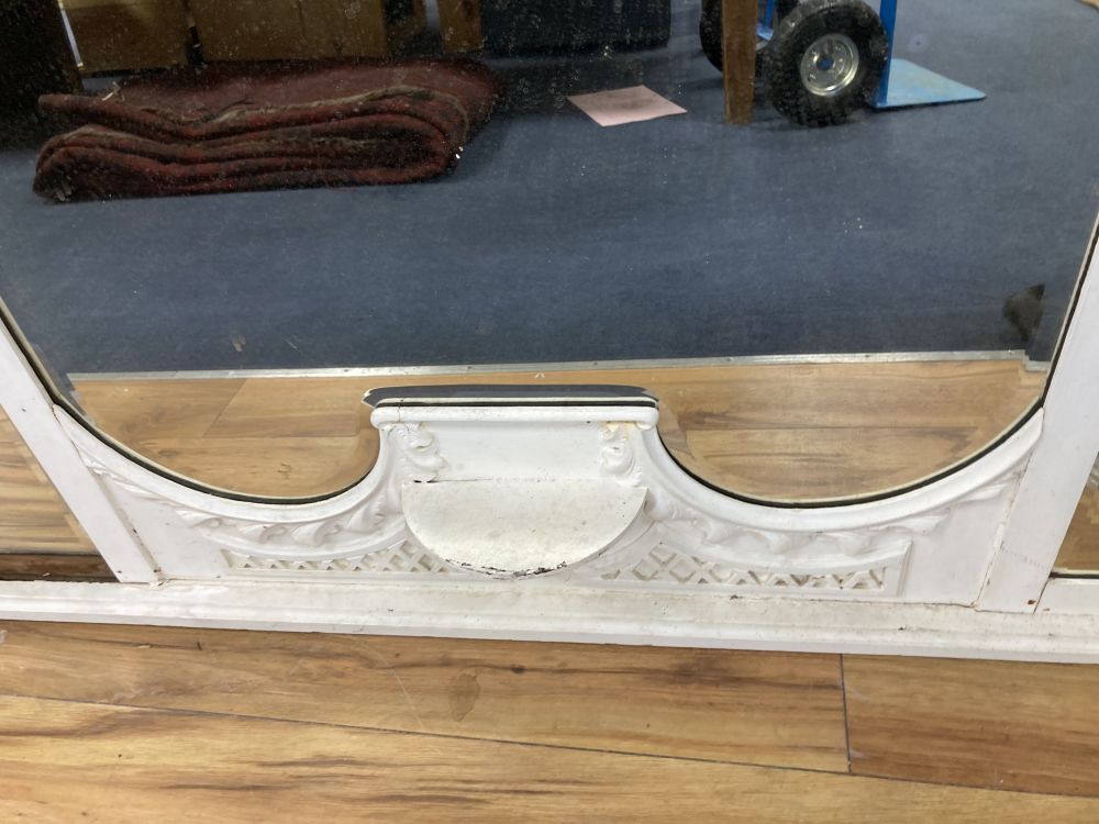 A late Victorian white painted overmantel mirror, width 128cm height 116cm